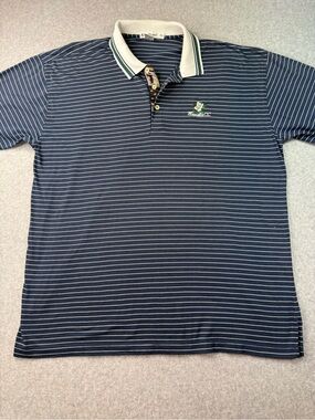 A.M. Player XXL Golf Polo Magnolia CC Striped w/Collar Vintage Single Stitch